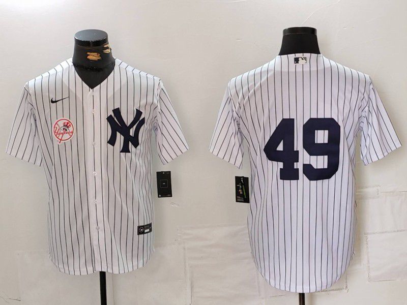 Men New York Yankees #49 No Name White Stripe Game 2024 Nike MLB Jersey style 2->new york yankees->MLB Jersey